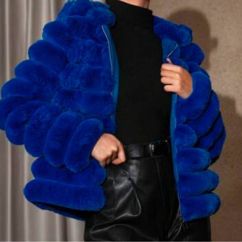 Beautiful Blue Faux Fur Coat